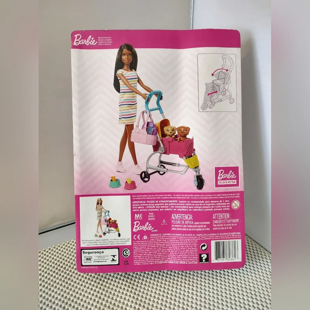 Barbie Stroll 'N Play Pups Pet Sitter Doll NWT
